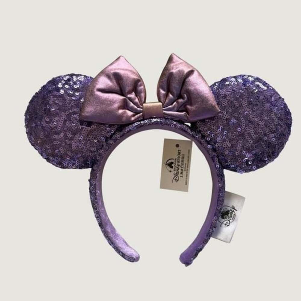 Disney Minnie Mouse Ears‎ OS Sequin Headband Metallic Purple Shanghai Resort NWT